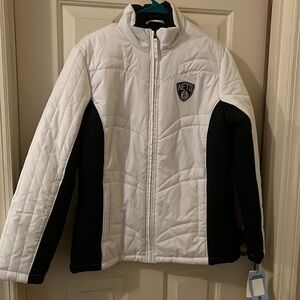 Nets Basketball white and black winter coat